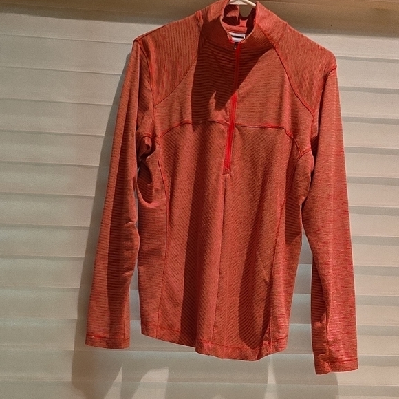 Columbia Tops - Columbia Red Fitted Ribbed Hoodie with Mandarin Collar